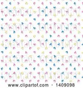 Vector Clip Art of Retro Background of Pink Blue and Yellow Hearts by KJ Pargeter