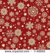 Vector Clip Art of Retro Background of Tan Snowflakes over Red by KJ Pargeter