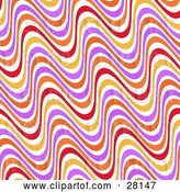 Vector Clip Art of Retro Background of Wavy Orange, Purple, Red, Yellow and White Lines by KJ Pargeter