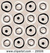 Vector Clip Art of Retro Background of White and Black Circles on a Beige Background by KJ Pargeter