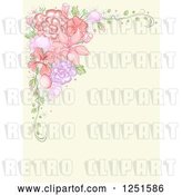 Vector Clip Art of Retro Background with a Corner Border of Flowers by BNP Design Studio