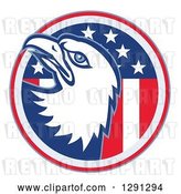 Vector Clip Art of Retro Bald Eagle Head Emerging from an American Flag Circle by Patrimonio