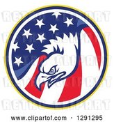 Vector Clip Art of Retro Bald Eagle Head in a USA American Flag Circle by Patrimonio