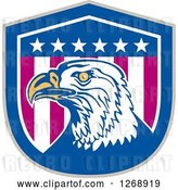 Vector Clip Art of Retro Bald Eagle Head in an American Flag Shield 2 by Patrimonio
