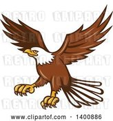 Vector Clip Art of Retro Bald Eagle in Flight by Patrimonio