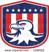 Vector Clip Art of Retro Bald Eagle on an American Flag Shield by Patrimonio