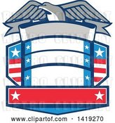 Vector Clip Art of Retro Bald Eagle over a Shield with Blank Banners by Patrimonio