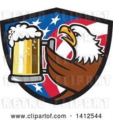 Vector Clip Art of Retro Bald Eagle Toasting with Beer in an American Flag Shield by Patrimonio