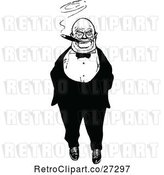 Vector Clip Art of Retro Bald Guy Smoking a Cigar by Prawny Vintage