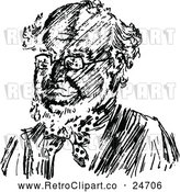 Vector Clip Art of Retro Balding Man Wearing Glasses by Prawny Vintage