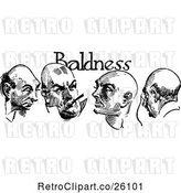 Vector Clip Art of Retro Baldness Text over Four Men by Prawny Vintage