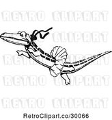 Vector Clip Art of Retro Ballerina Crocodile Dancing by Prawny Vintage