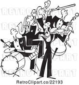 Vector Clip Art of Retro Band of Bass, Drum, Sax and Violin Players by BestVector