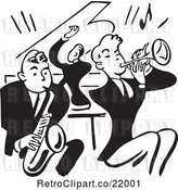 Vector Clip Art of Retro Band of Men Playing a Sax, Piano and Trumpet by BestVector