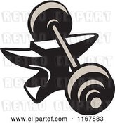 Vector Clip Art of Retro Barbell Resting on an Anvil by Patrimonio