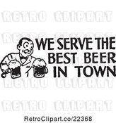 Vector Clip Art of Retro Bartender with We Serve the Best Beer in Town Text by BestVector
