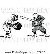 Vector Clip Art of Retro Baseball Batter and Catcher by Prawny Vintage