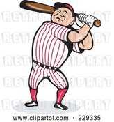 Vector Clip Art of Retro Baseball Guy Swinging a Bat by Patrimonio