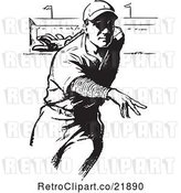 Vector Clip Art of Retro Baseball Pitcher Throwing by BestVector