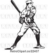 Vector Clip Art of Retro Baseball Player Batting by BestVector