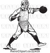 Vector Clip Art of Retro Baseball Player Catcher by BestVector