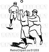 Vector Clip Art of Retro Baseball Player Trying to Catch the Ball by Prawny Vintage