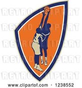Vector Clip Art of Retro Basketball Players in a Shield by Patrimonio