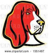 Vector Clip Art of Retro Basset Hound Dog Mascot Head by Patrimonio