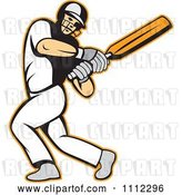 Vector Clip Art of Retro Batsman Swinging a Cricket Bat by Patrimonio