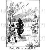 Vector Clip Art of Retro Bear and Hunter by People by Prawny Vintage