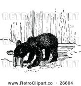 Vector Clip Art of Retro Bear Eating from a Can by Prawny Vintage
