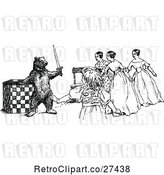 Vector Clip Art of Retro Bear Holding a Sword Against Women by Prawny Vintage