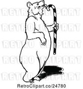 Vector Clip Art of Retro Bear Licking a Candy Cane by Prawny Vintage