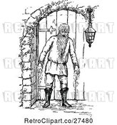 Vector Clip Art of Retro Bearded Guy by a Door by Prawny Vintage