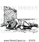 Vector Clip Art of Retro Bearded Man Resting in Ruins by Prawny Vintage