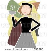 Vector Clip Art of Retro Beatnik Lady Holding Coffee by
