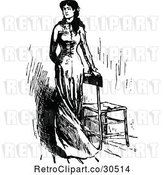 Vector Clip Art of Retro Beautiful Lady by a Chair by Prawny Vintage