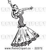 Vector Clip Art of Retro Beautiful Mexican Flaminco Dancer by BestVector