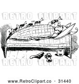 Vector Clip Art of Retro Bed Bugs Attacking a Man 1 by Prawny Vintage