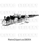 Vector Clip Art of Retro Bedoin Tribe with Camels by Prawny Vintage