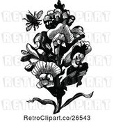 Vector Clip Art of Retro Bee and Snap Dragon Plant by Prawny Vintage