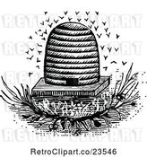 Vector Clip Art of Retro Bees and Hive 2 by Prawny Vintage