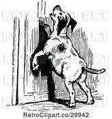 Vector Clip Art of Retro Begging Dog at a Door by Prawny Vintage