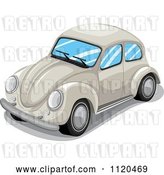 Vector Clip Art of Retro Beige VW Slug Bug Car by