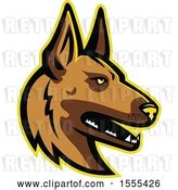 Vector Clip Art of Retro Belgian Malinois Dog Mascot Head by Patrimonio