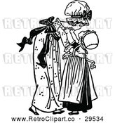 Vector Clip Art of Retro Big Sister Picking up a Girl by Prawny Vintage