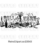 Vector Clip Art of Retro Bill of Fare Text over Food and Beverages 1 by Prawny Vintage