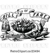 Vector Clip Art of Retro Bill of Fare Text over Food and Beverages 2 by Prawny Vintage