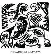 Vector Clip Art of Retro Bird and Floral Design 2 by Prawny Vintage