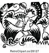 Vector Clip Art of Retro Bird and Floral Design 3 by Prawny Vintage
